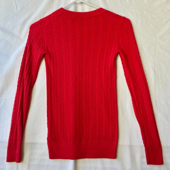 Tommy Hilfiger Apple Red Cotton Sweater Womens Size XXS Cable Knit Flag Preppy - Picture 3 of 16